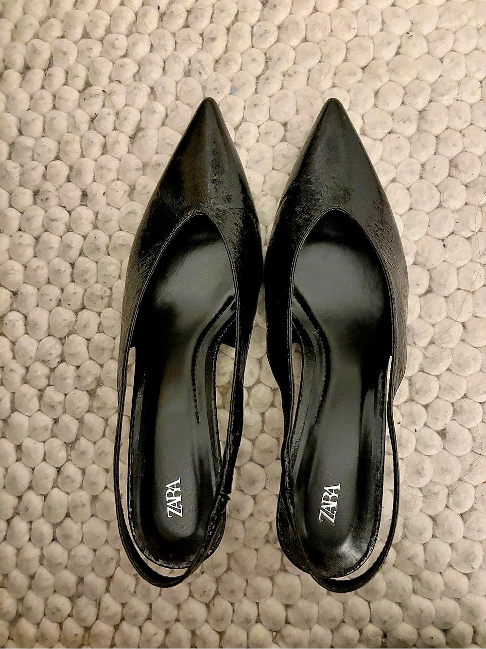 Zara Pointed Toe Slingback Heels in Black EU 37